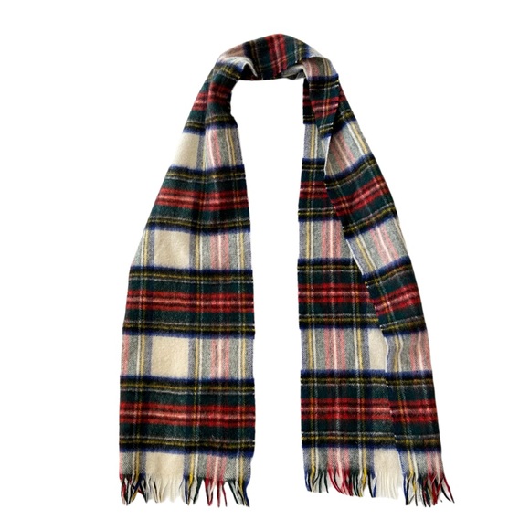 Johnstons of Elgin Cashmere / Wool Tartan Scarf Dress Stewart - Picture 2 of 10